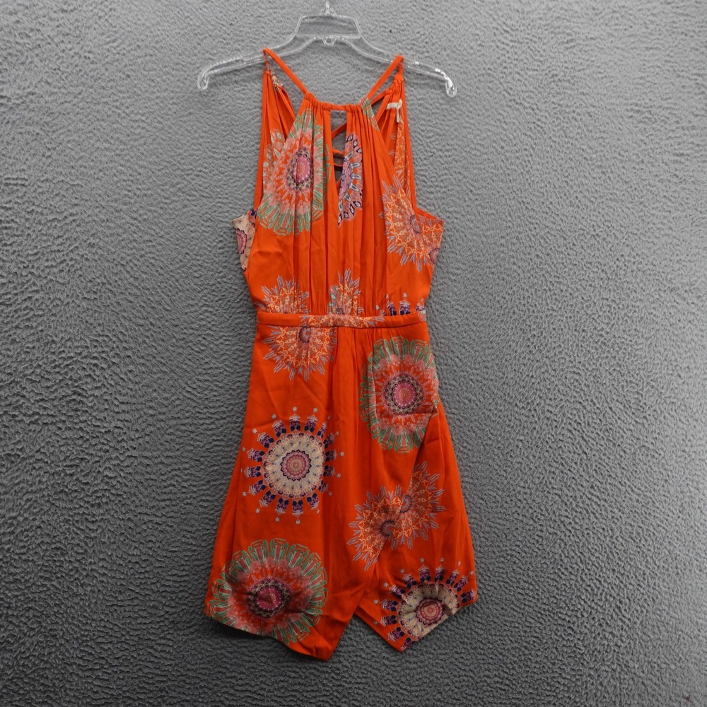Floreat Anthropologie Halter Dress 2 Orange Boho‎ Women Summer Rayon Blend Lined